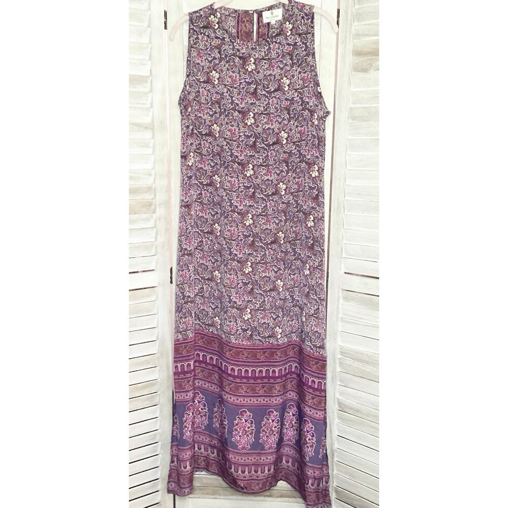 Perry Walker Collective Silk Blend Purple Pink Paisley Shift Maxi Dress 1 S